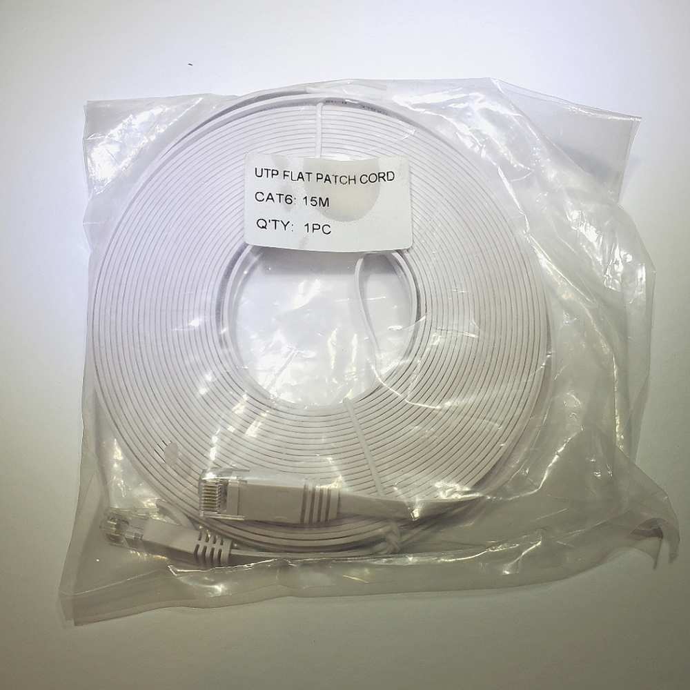 CAT 6 White UTP Flat Patch Cord 15M